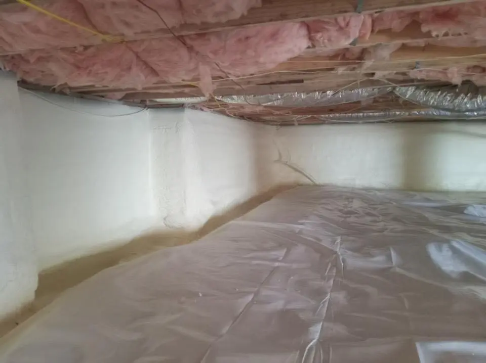 Crawl space encapsulation with closed-cell spray foam for Flat Roof Repair in Natick